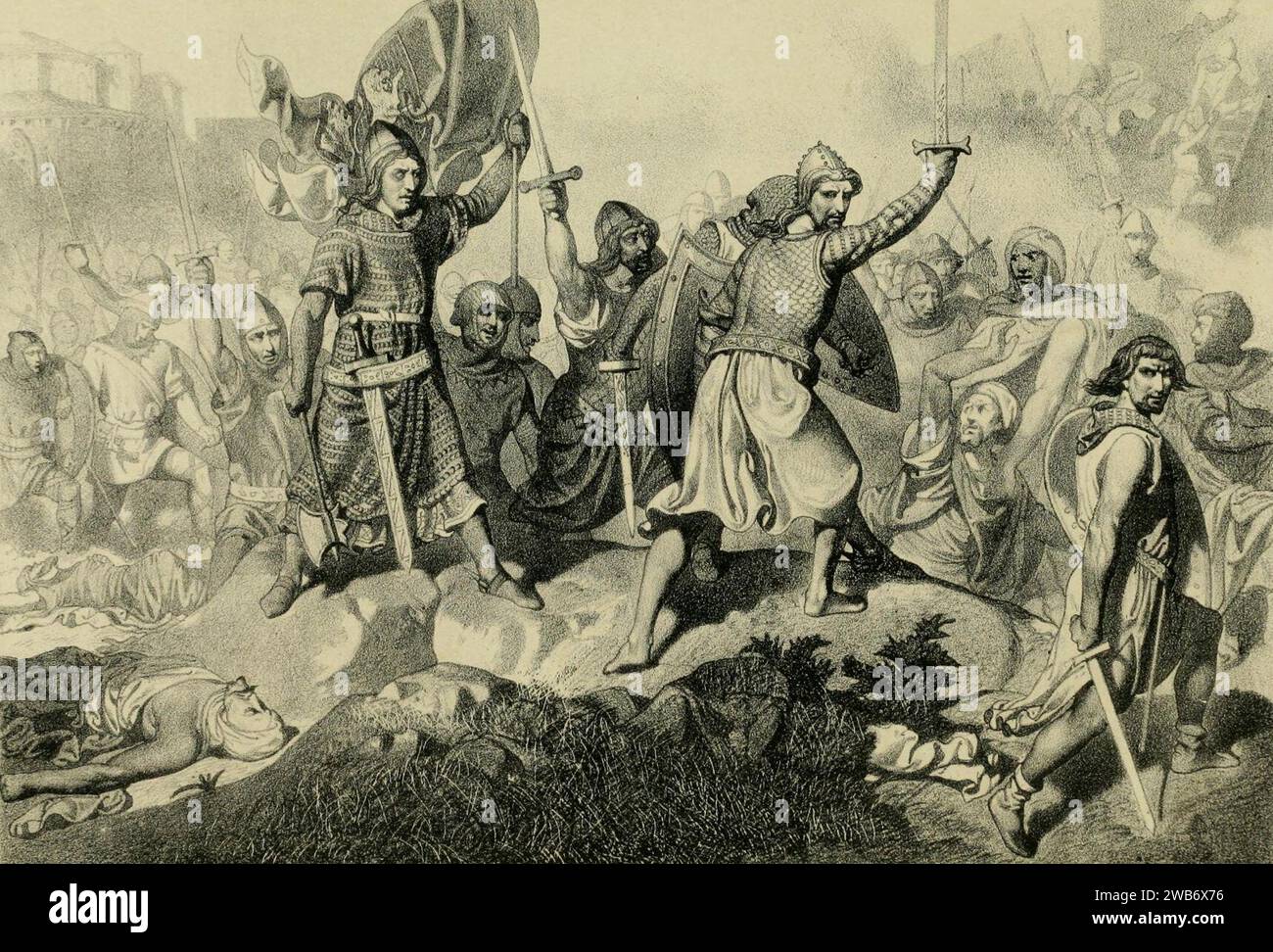 1860, Historia de la Villa y Corte de Madrid, vol. 1, Asalto de Madrid por los guerreros de Alfonso VI. Banque D'Images