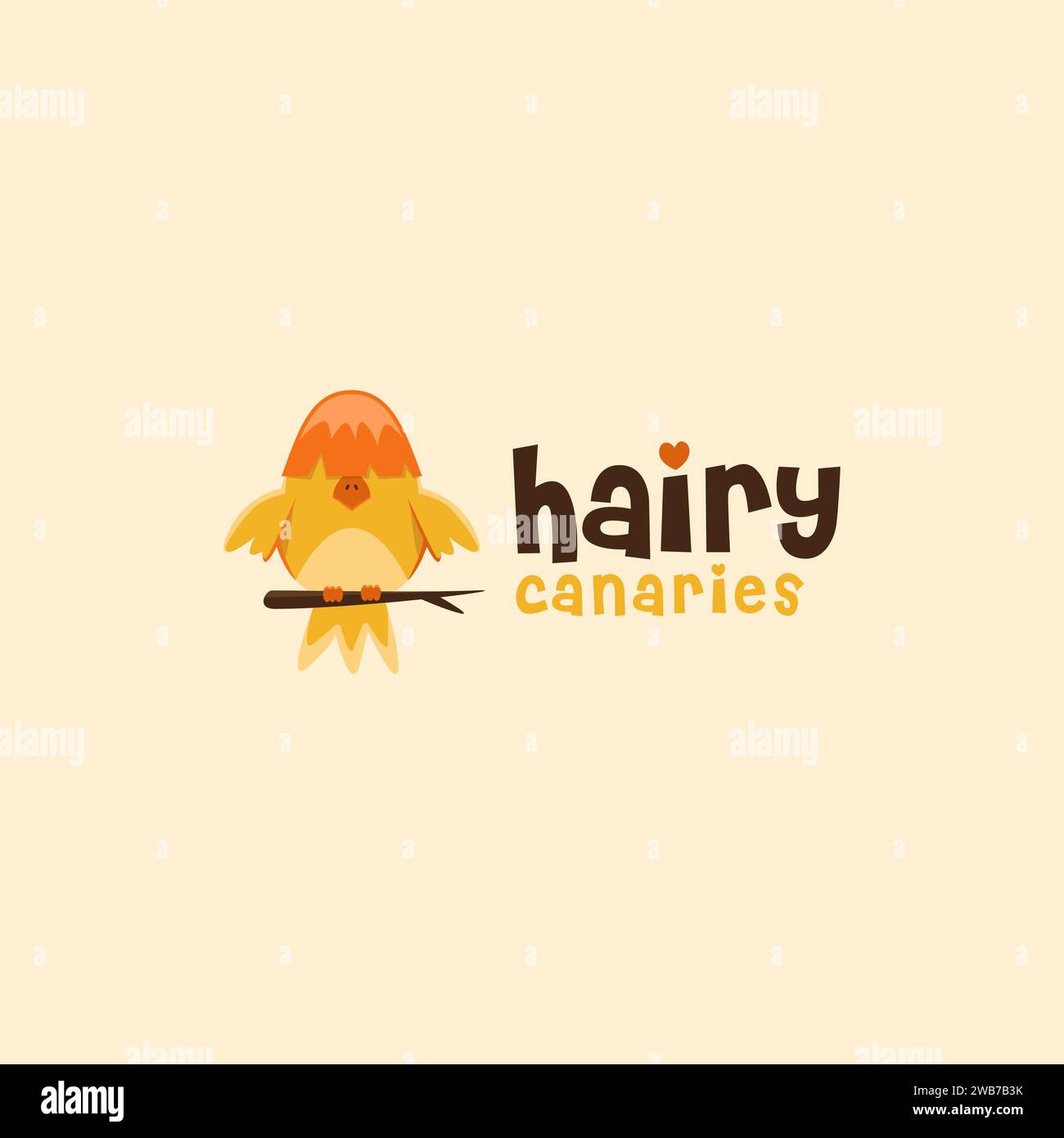 Icône de logo amusant de Hairy canary, logo canary, mascotte canarienne, dessin animé canarien Illustration de Vecteur