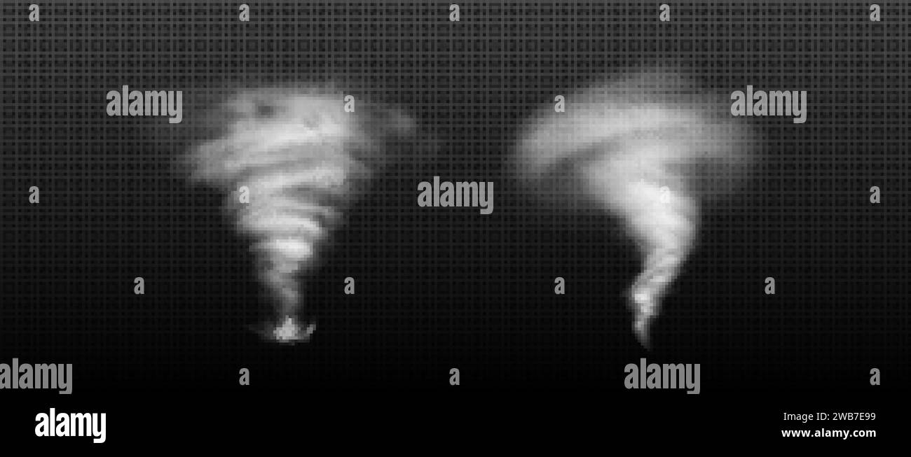 Hurricane Whirlwinds ensemble isolé sur fond transparent. Vector illustration réaliste de vortex tornade, temps orageux avec vent fort, poussière sw Illustration de Vecteur