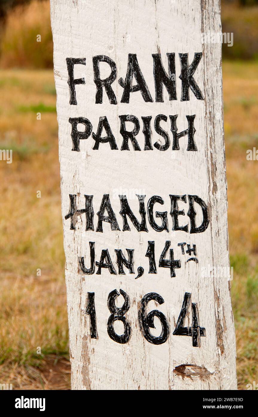 Tombe du cimetière de Boot Hill, Virginia City National Historic Landmark District, Montana Banque D'Images