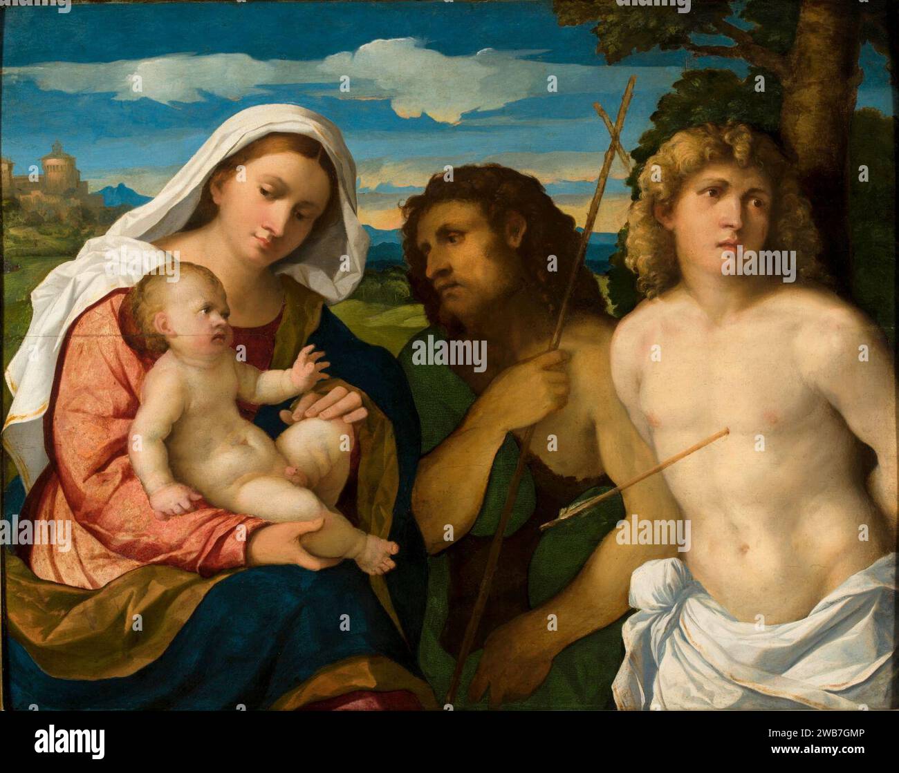 Palma Vecchio Sacra Conversazione. Banque D'Images