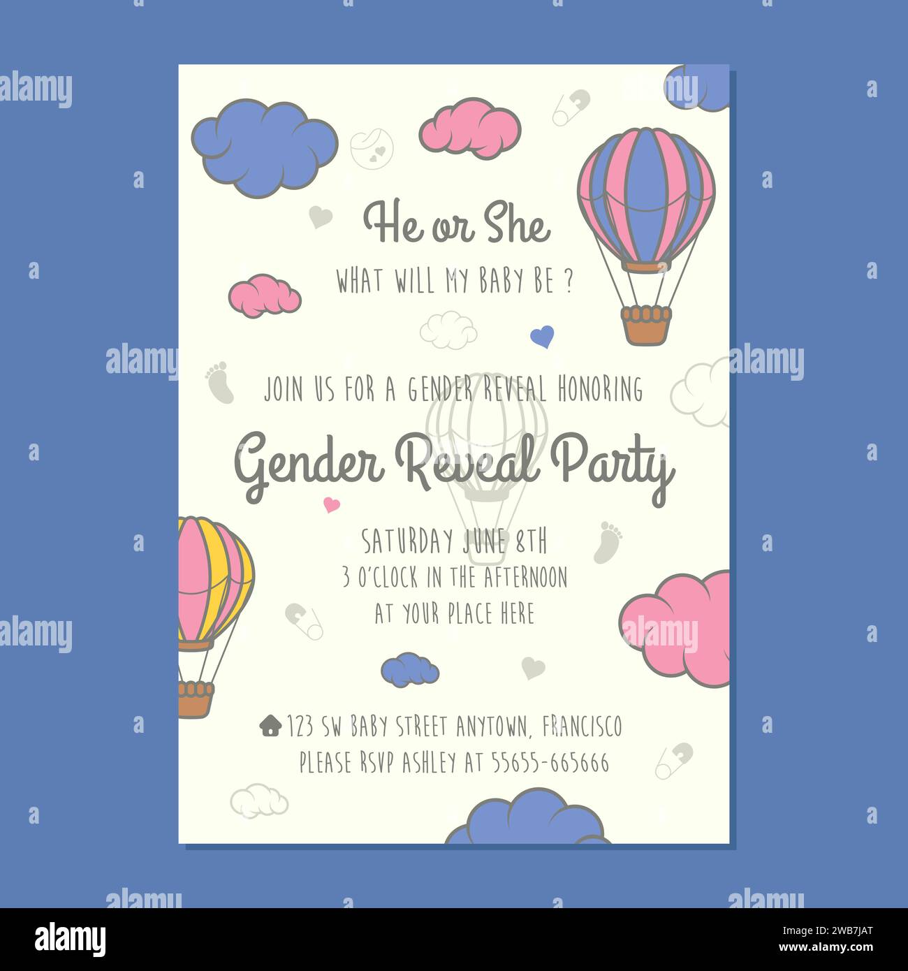 Illustration vectorielle de la carte d'invitation Gender Reveal Party Illustration de Vecteur