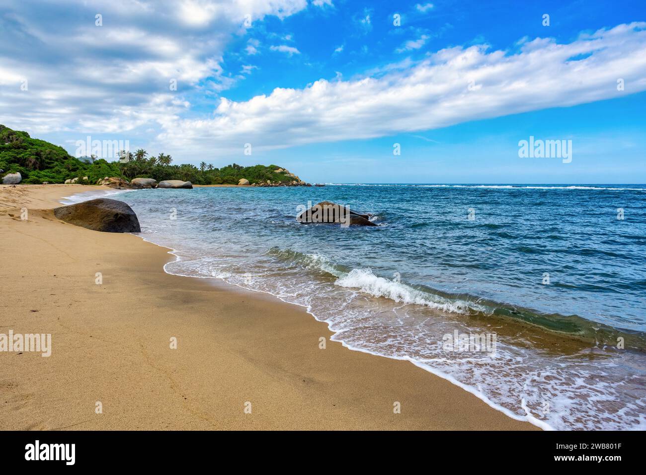 La plus belle plage des caraïbes, Playa Arenilla dans le parc national de Tayrona, Colombie Banque D'Images