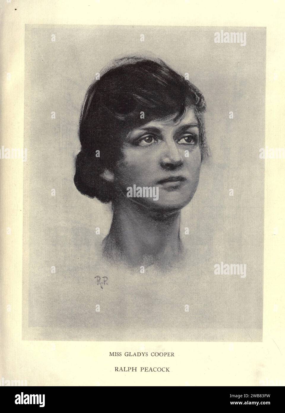 Portrait de Mlle Gladys Cooper. Par RALPH PEACOCK d'Un hommage au génie de William Shakespeare ; étant le programme d'une représentation au Drury Lane Theatre le 2 mai 1916, le tricentenaire de sa mort; humblement offert par les joueurs et leurs collègues dans les arts apparentés de la musique et de la peinture MACMILLAN ET CO., LIMITED ST. MARTIN'S STREET, LONDRES 1916 Banque D'Images