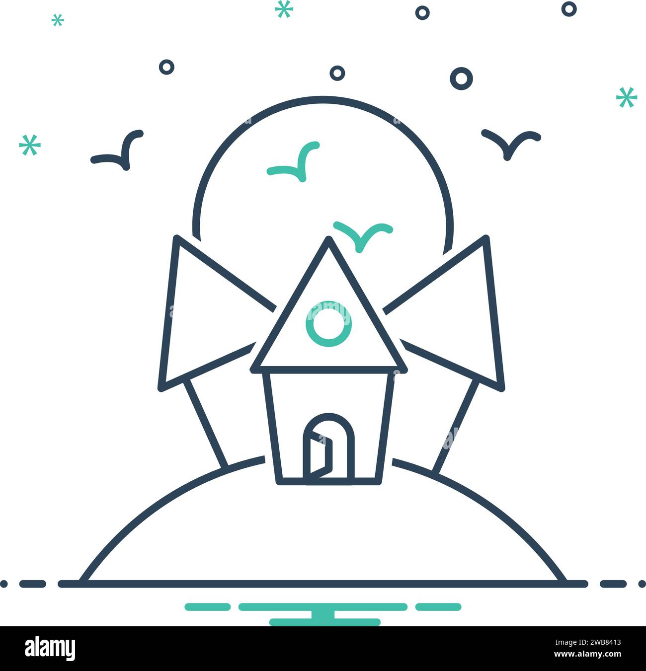 Icône pour une maison effrayante, effrayante Illustration de Vecteur