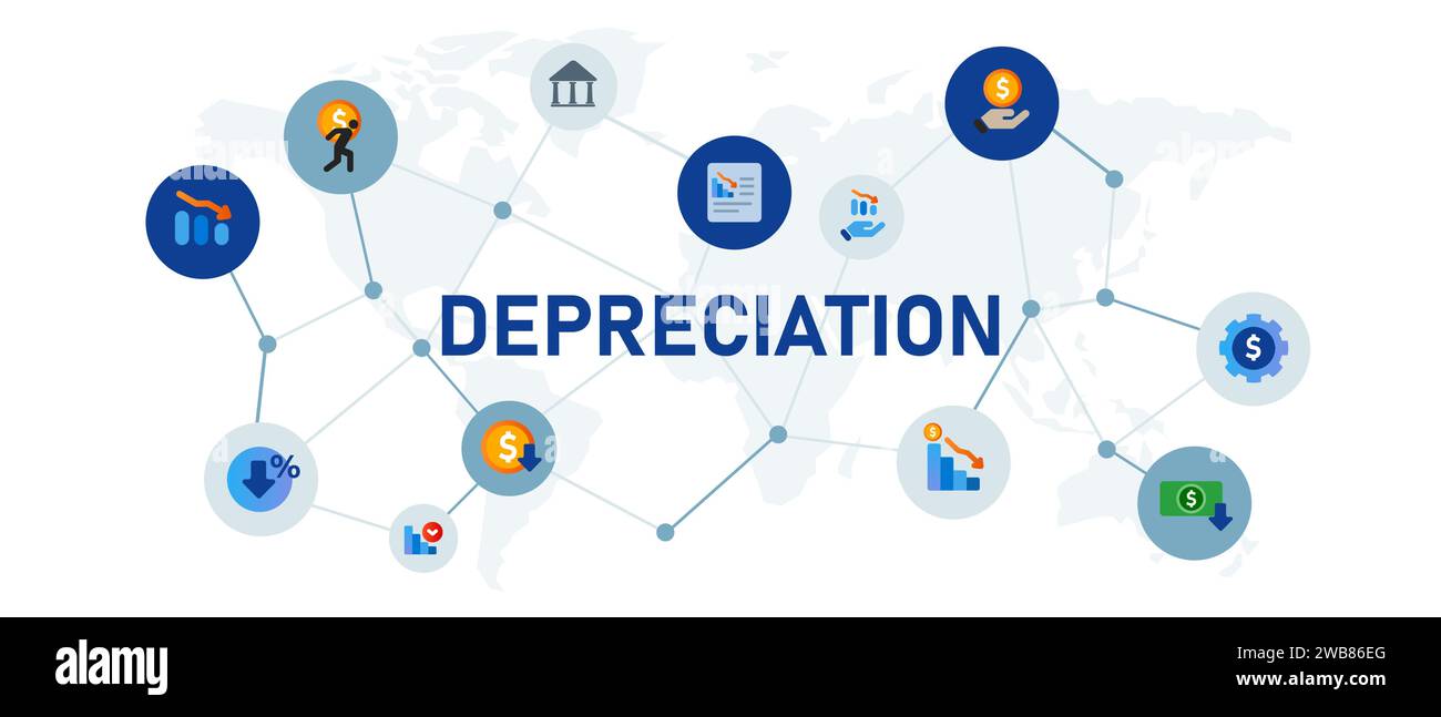 dépréciation vers le bas graphique échec diagramme de faillite économie de crise financière d'affaires Illustration de Vecteur