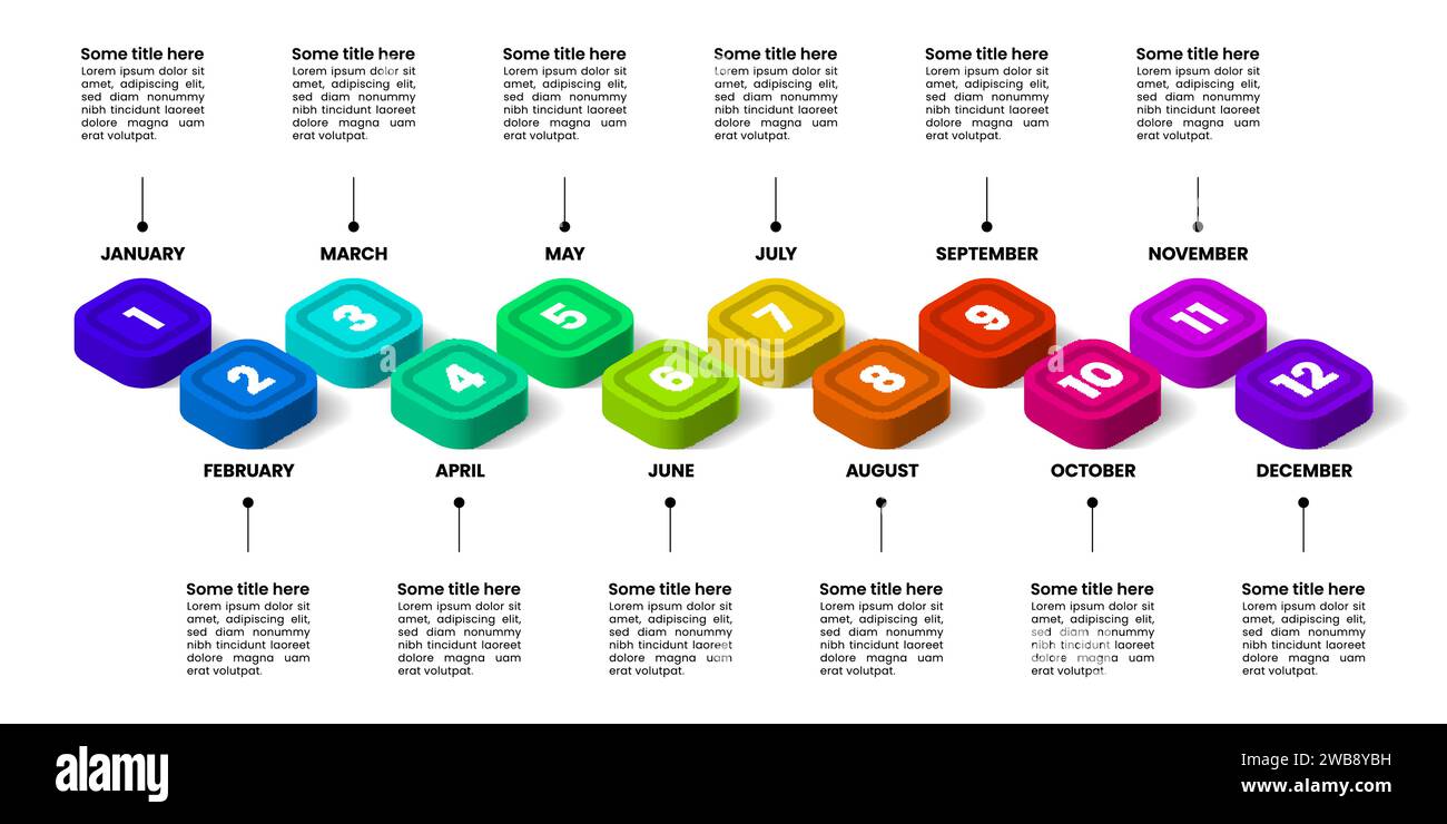 Modèle infographique. Calendrier abstrait avec un calendrier pour 12 mois. Peut être utilisé pour la mise en page de flux de travail, diagramme, webdesign. Illustration vectorielle Illustration de Vecteur