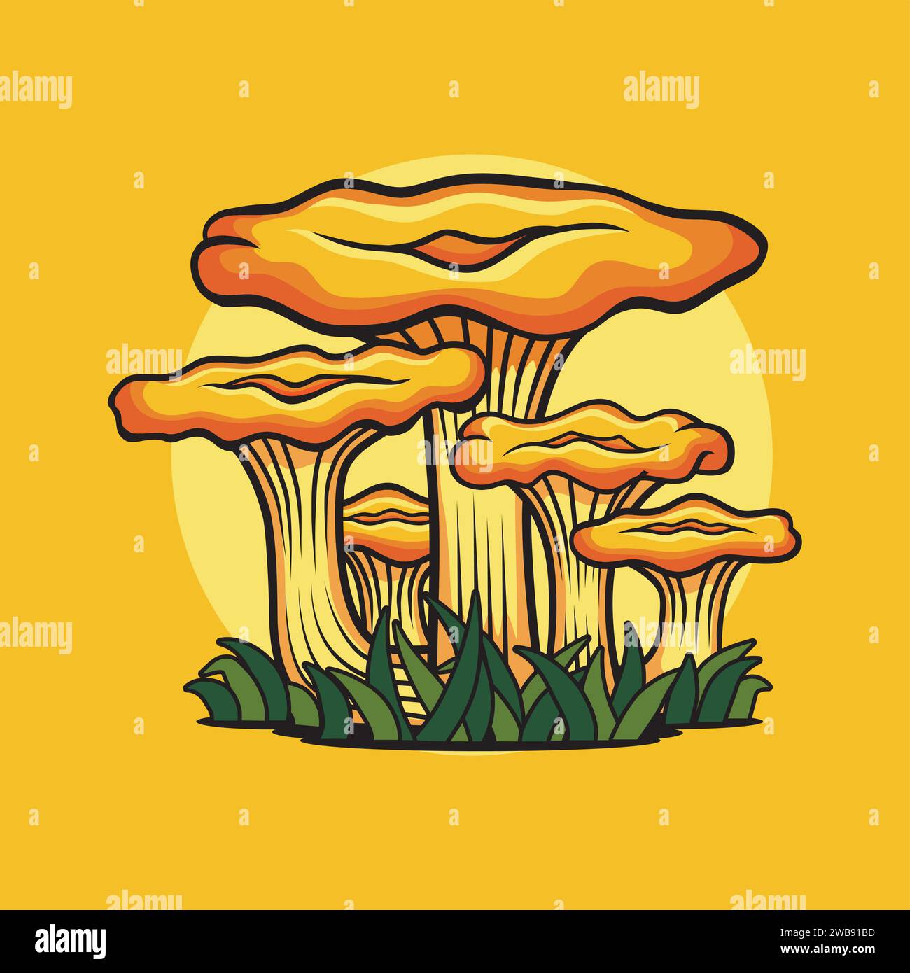 Chanterelle Mushroom dessin Vector Illustration de Vecteur