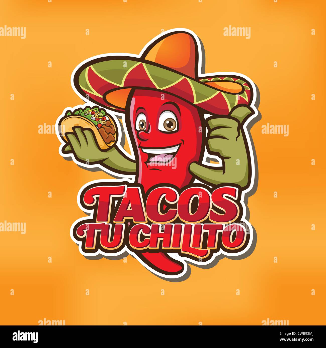 Le logo de la mascotte Chili Taco Illustration de Vecteur