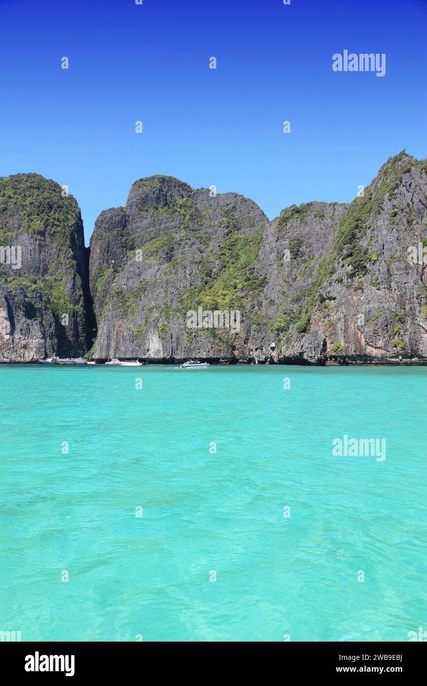 Maya Bay. Thaïlande - Thai paysage paysage du parc national marin. Ko Phi Phi Leh Island dans la province de Krabi. Banque D'Images