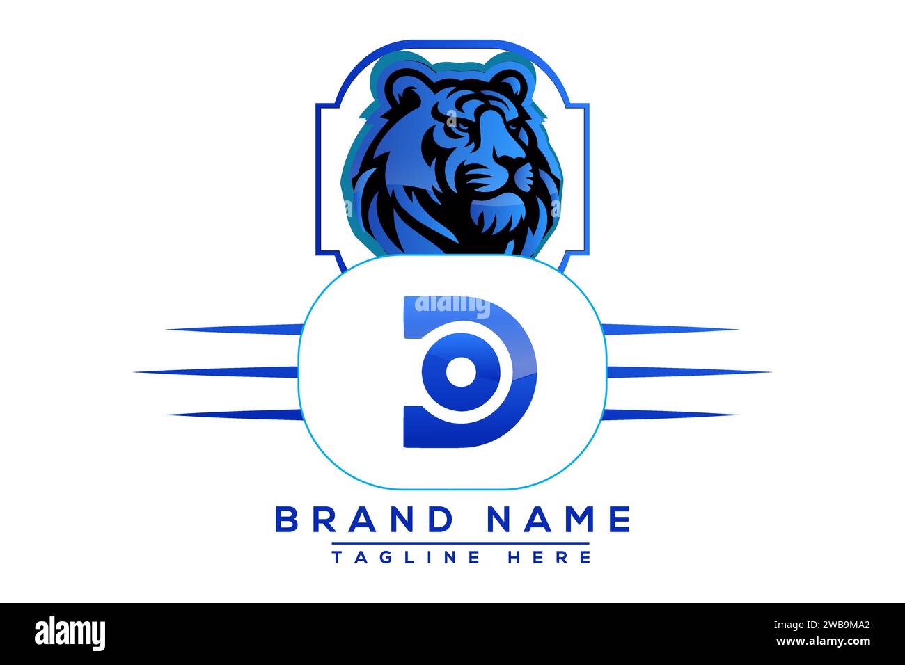 Logo Tiger DO Blue Design. Conception de logo de vecteur pour les entreprises. Illustration de Vecteur