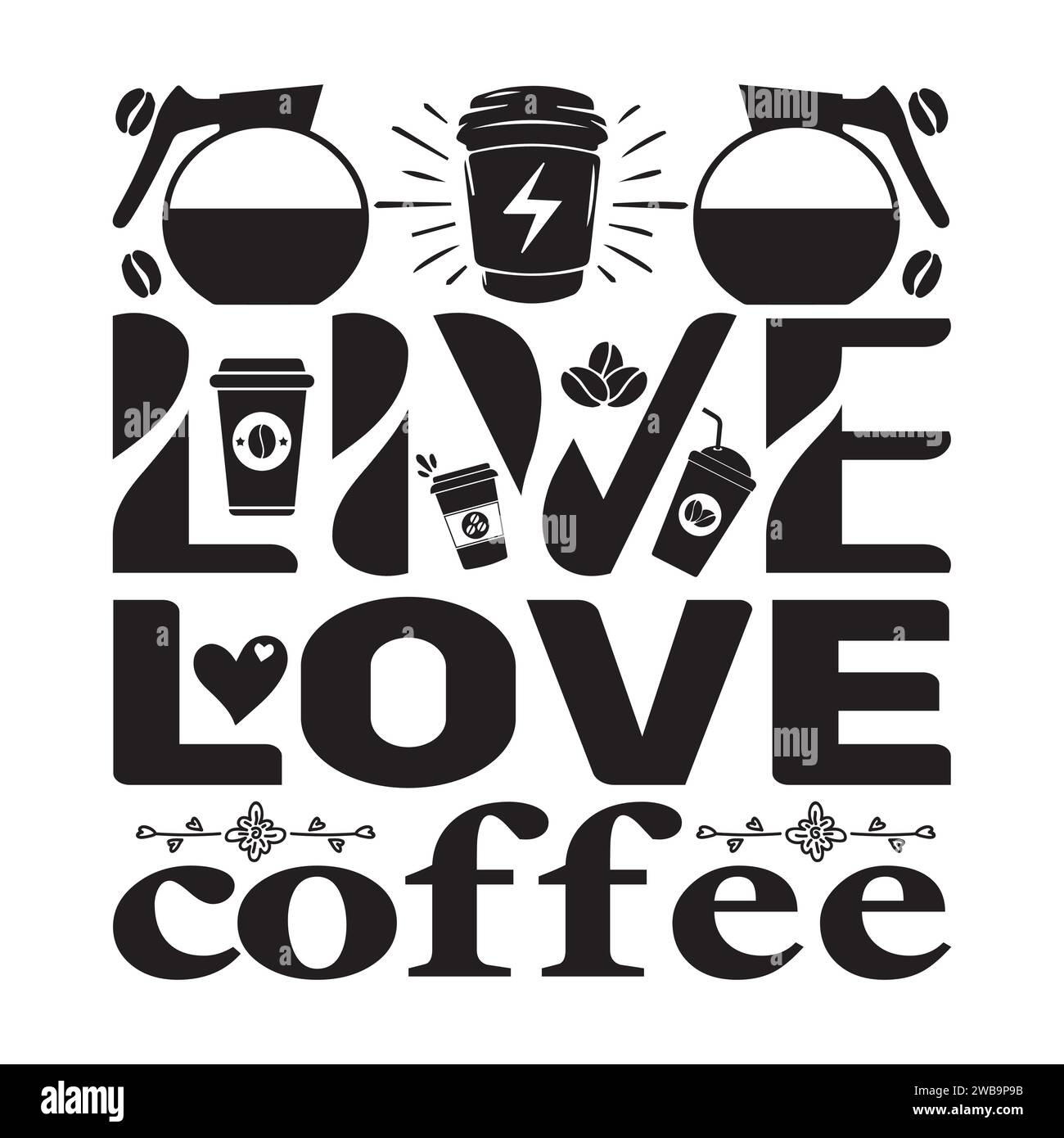 Café SVG Design Typography T-shirt Design Illustration de Vecteur