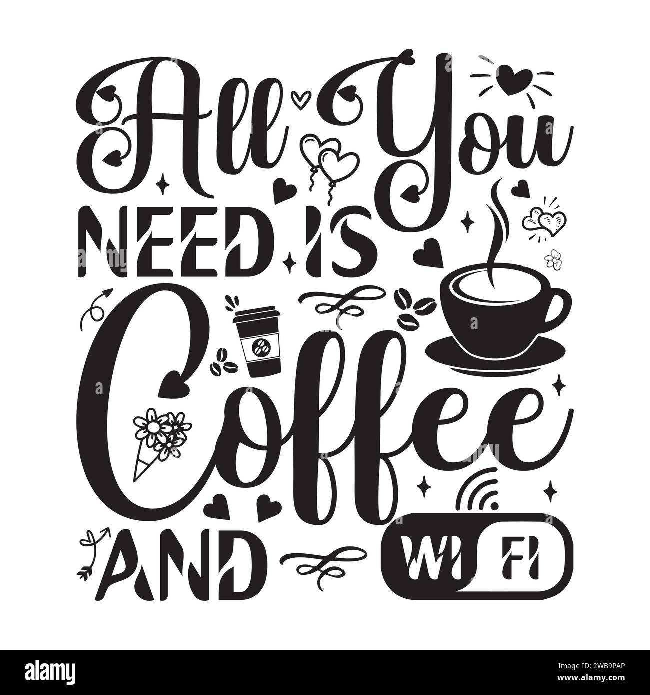 Café SVG Design Typography T-shirt Design Illustration de Vecteur