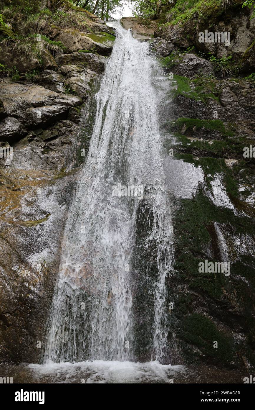 Vue sur une cascade dans le département de la haute-Savoie Banque D'Images
