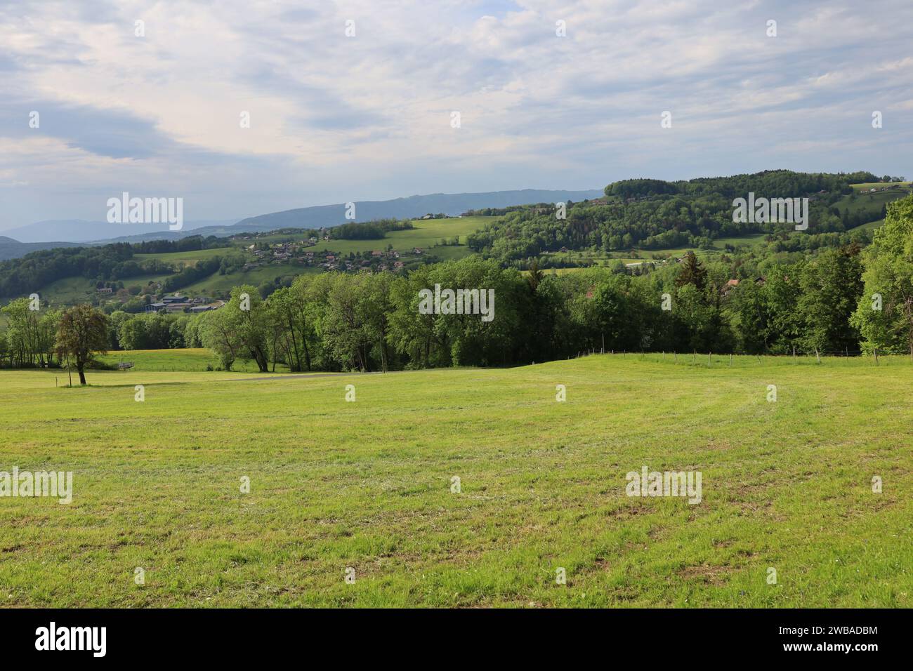 Vue sur une vallée en haute-Savoie Banque D'Images