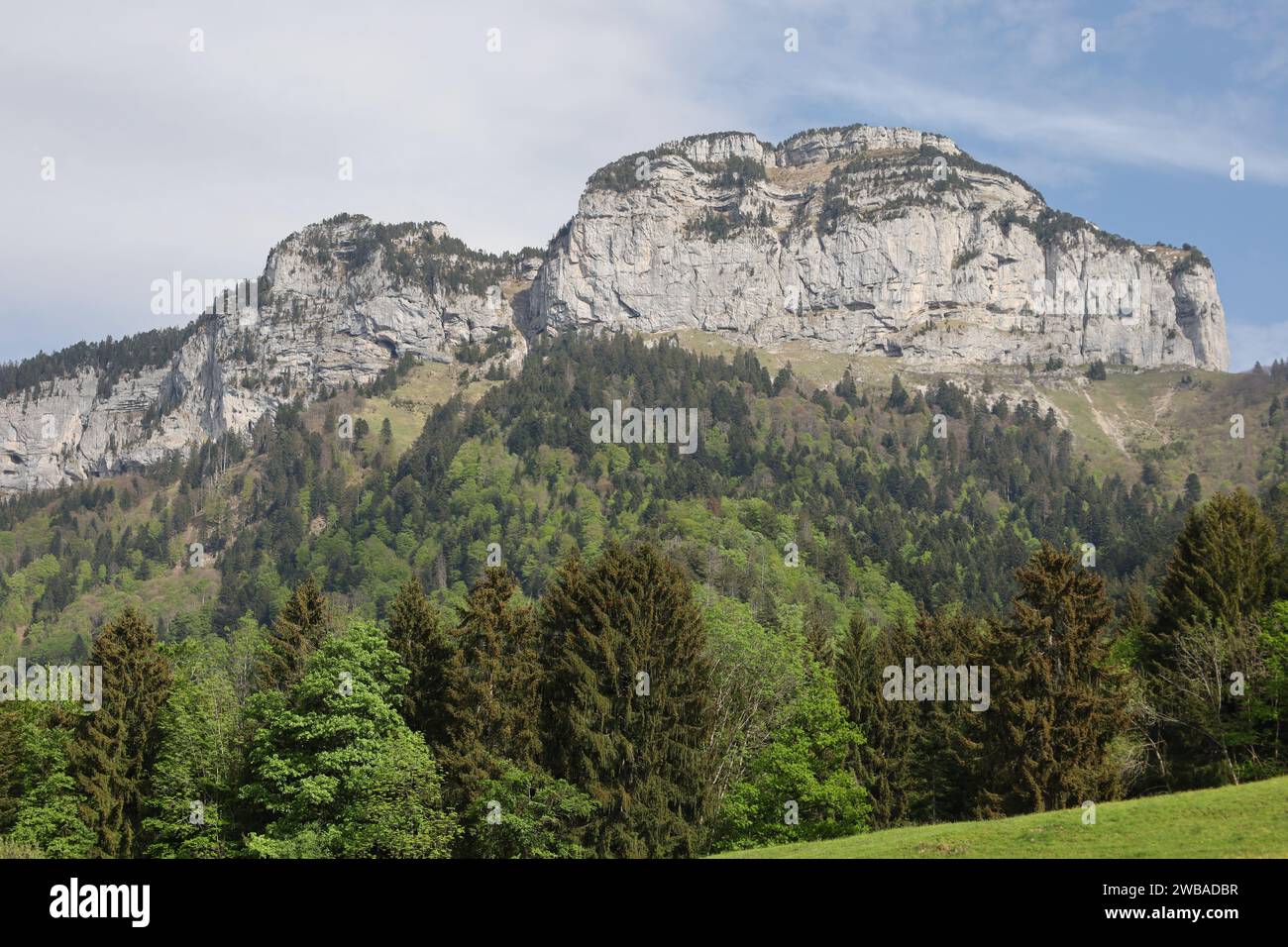 Vue sur une vallée en haute-Savoie Banque D'Images