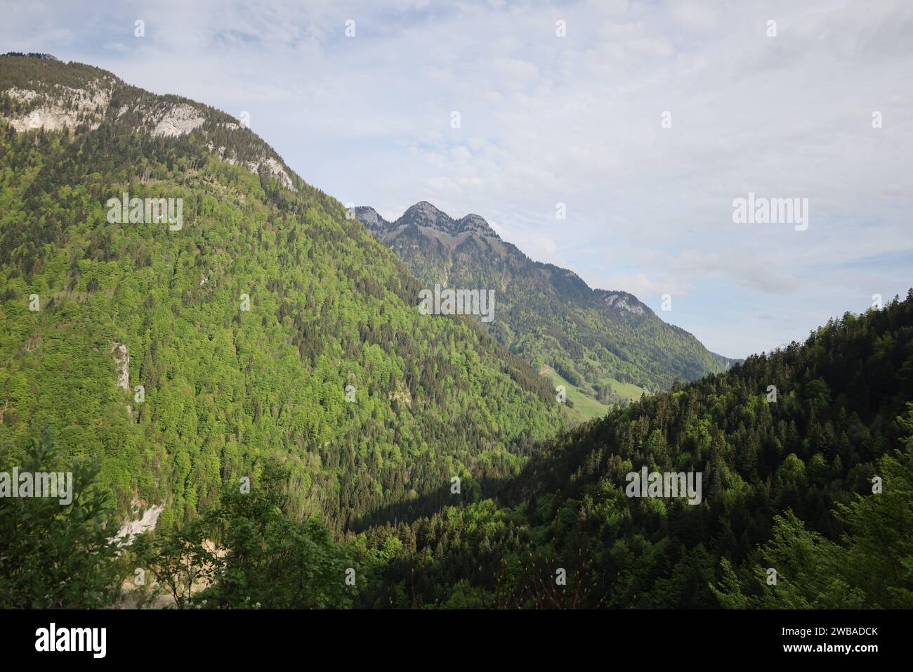 Vue sur une vallée en haute-Savoie Banque D'Images