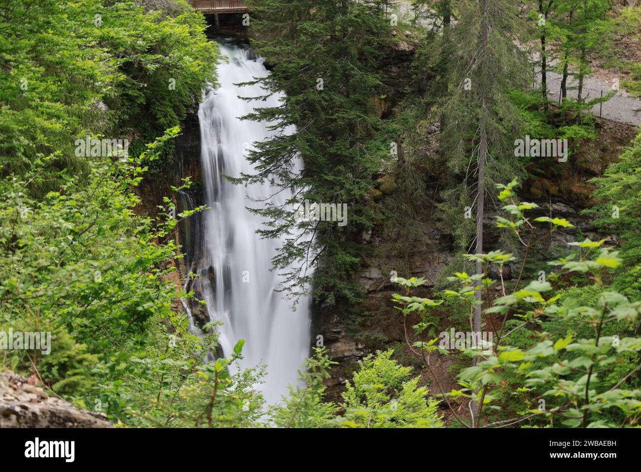 Vue sur une cascade dans le département de la haute-Savoie Banque D'Images