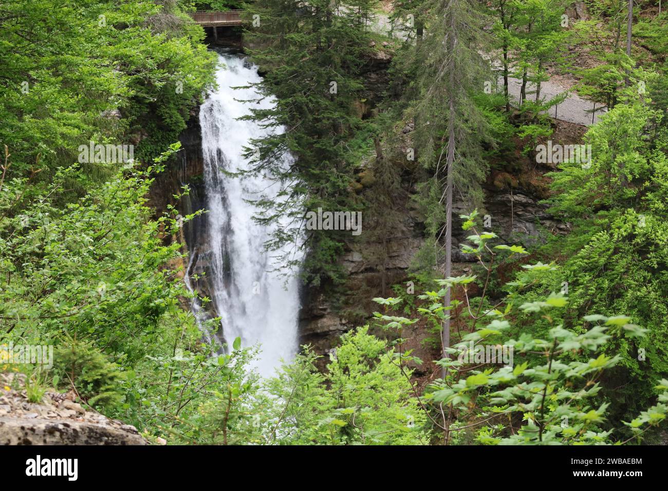 Vue sur une cascade dans le département de la haute-Savoie Banque D'Images