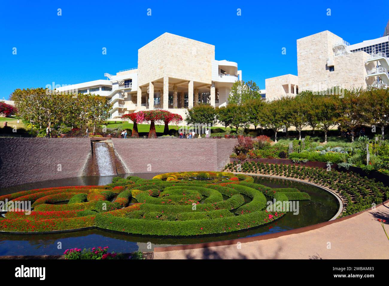 Los Angeles, Californie : vue du jardin central de Robert Irwin au Getty Center Museum Banque D'Images