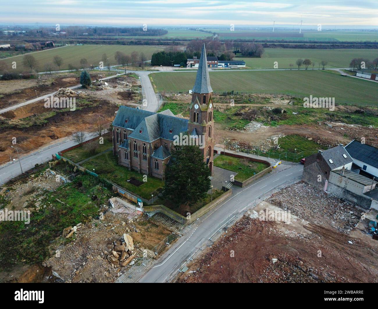 Kirche à Kerpen Manheim, kurz vor ihrem Abriss. DAS Dorf wird wegen der Braunkohle umgesiedelt Banque D'Images