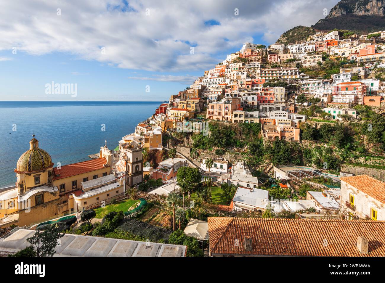 Positano, Italie le long de la côte amalfitaine dans l'après-midi. Banque D'Images