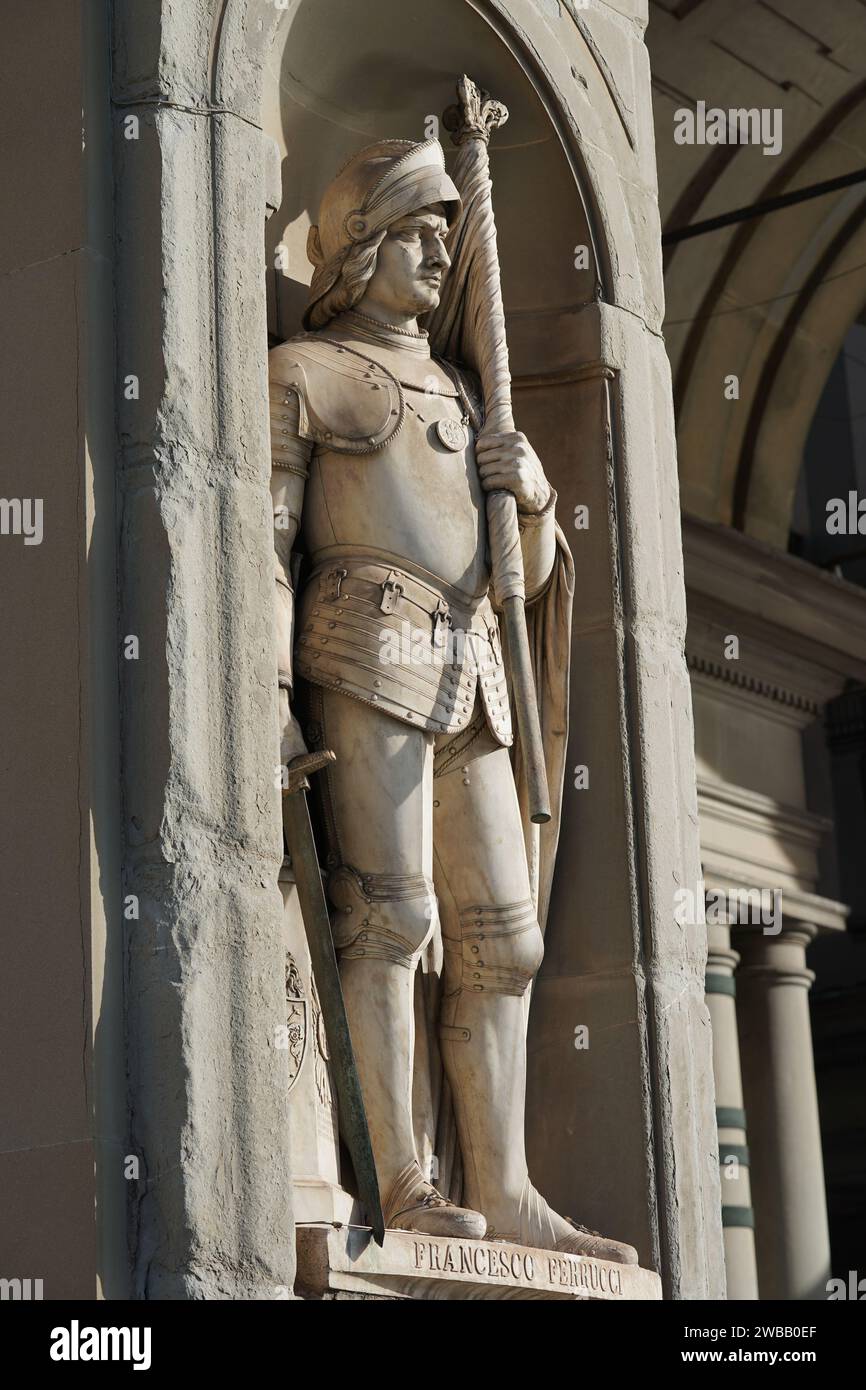 Statue du pont Ponte Vecchio à Florence Italie Banque D'Images
