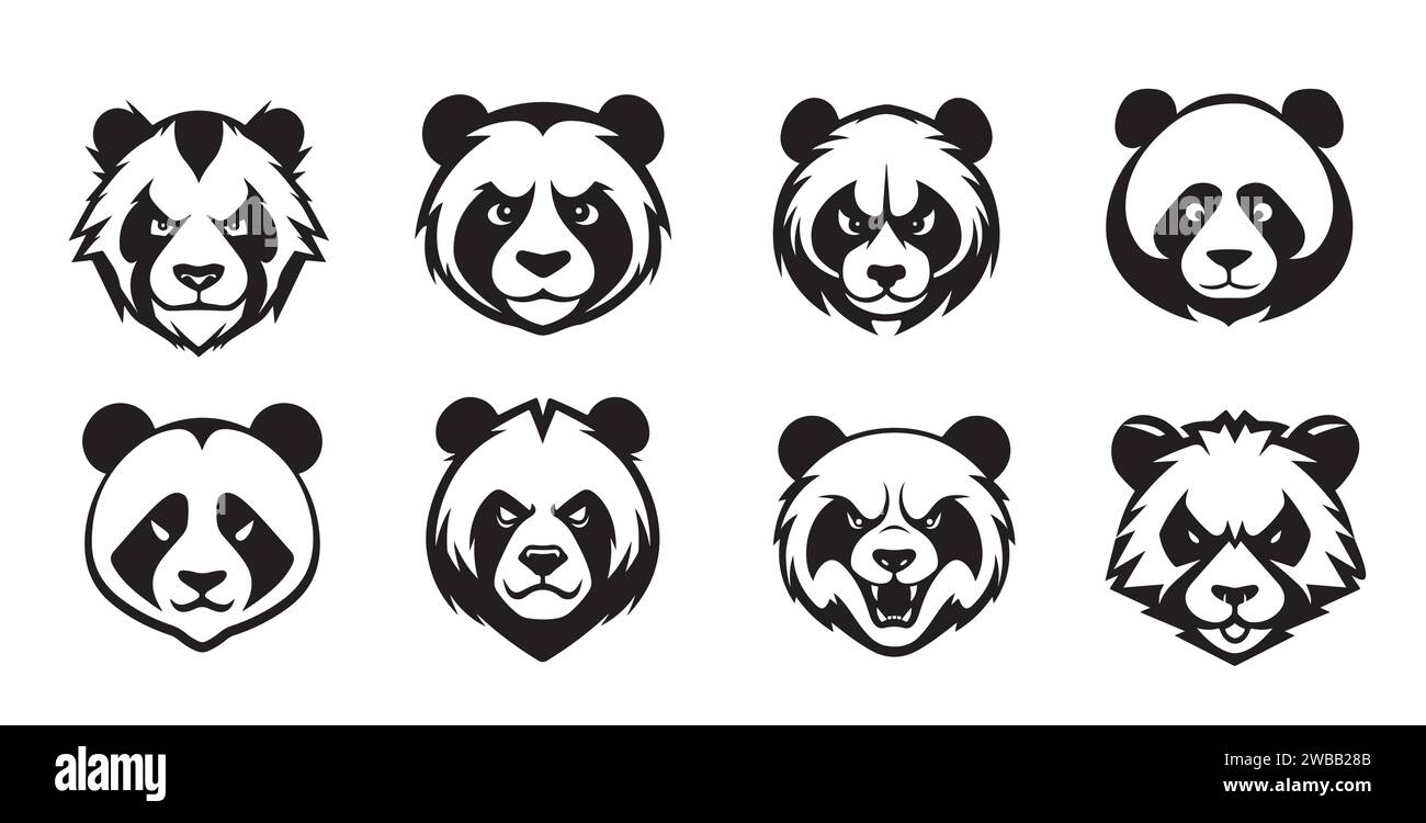 Icône Panda, Panda logo modèle de vecteur de conception abstrait style d'espace négatif. Icône du concept d'ours de zoo d'animaux sauvages. Illustration de Vecteur