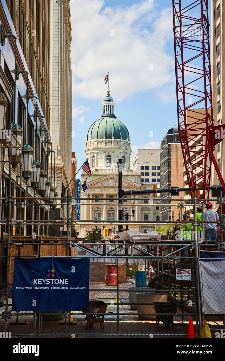 Construction urbaine et palais de justice historique, centre-ville d'Indianapolis Banque D'Images