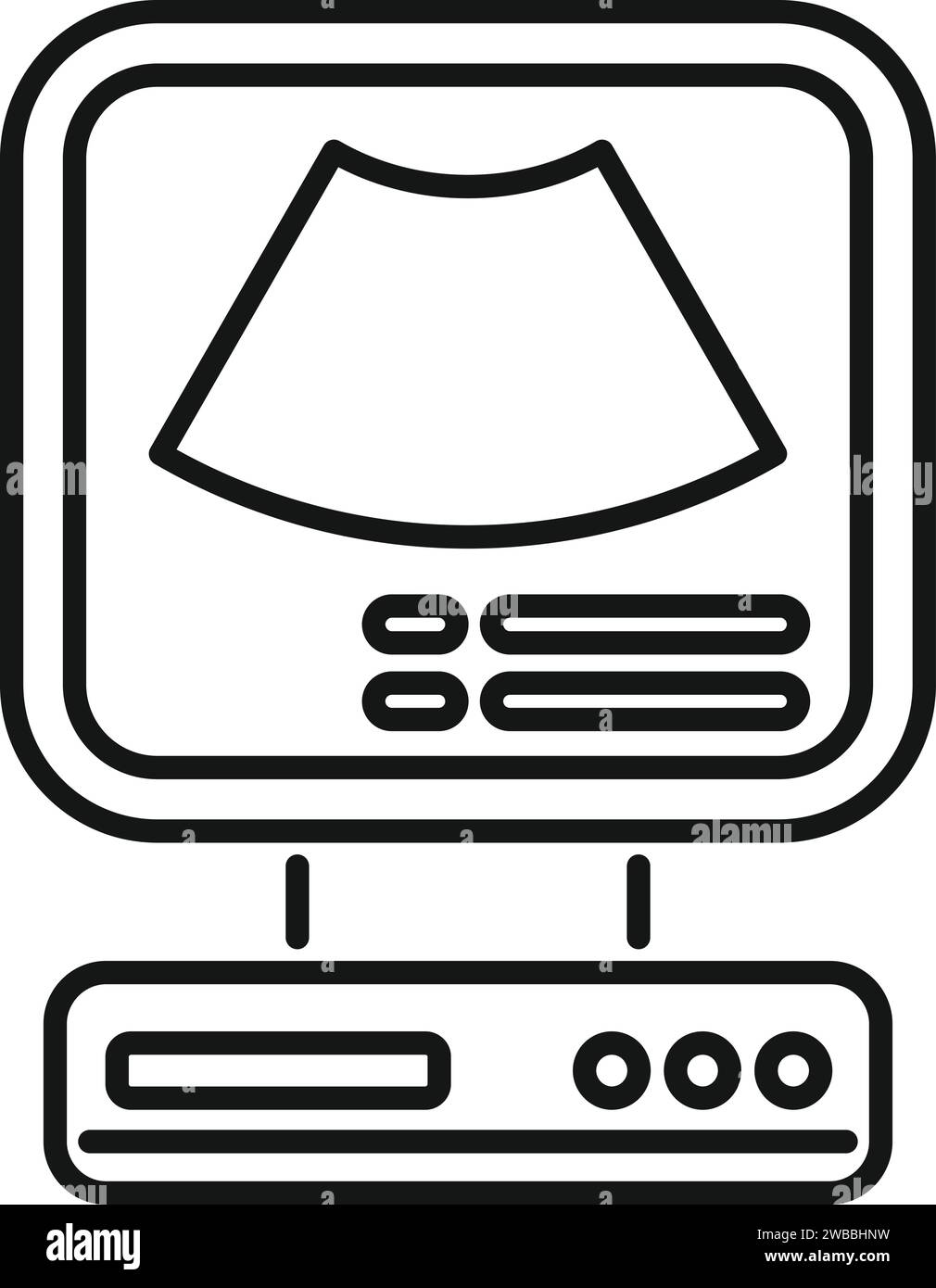 Vecteur de contour d'icône ultrasonique de santé. Appareil d'échographie. Ordinateur de clinique Illustration de Vecteur