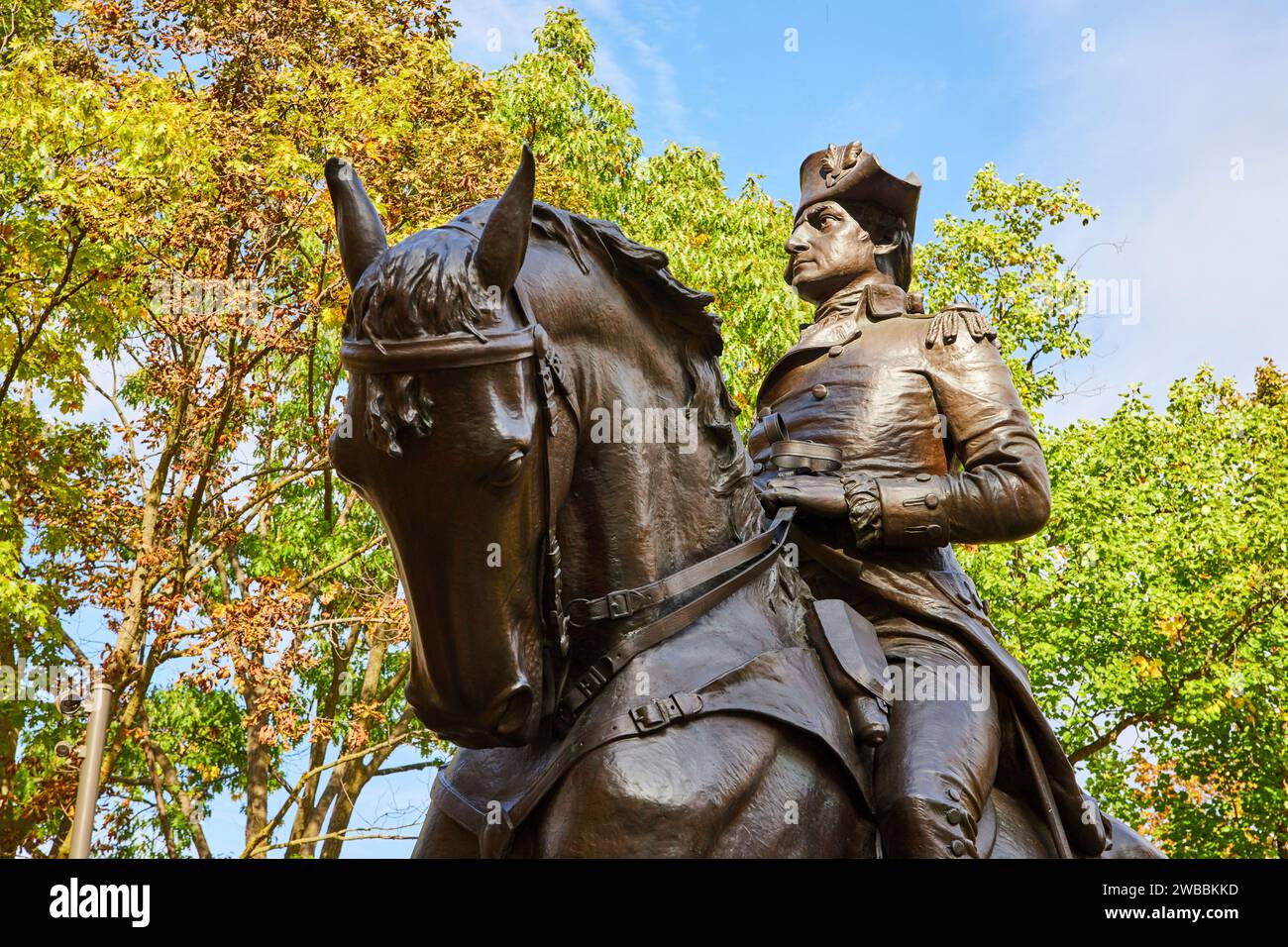 Major général Anthony Wayne Statue à Autumn Park, vue à angle bas Banque D'Images