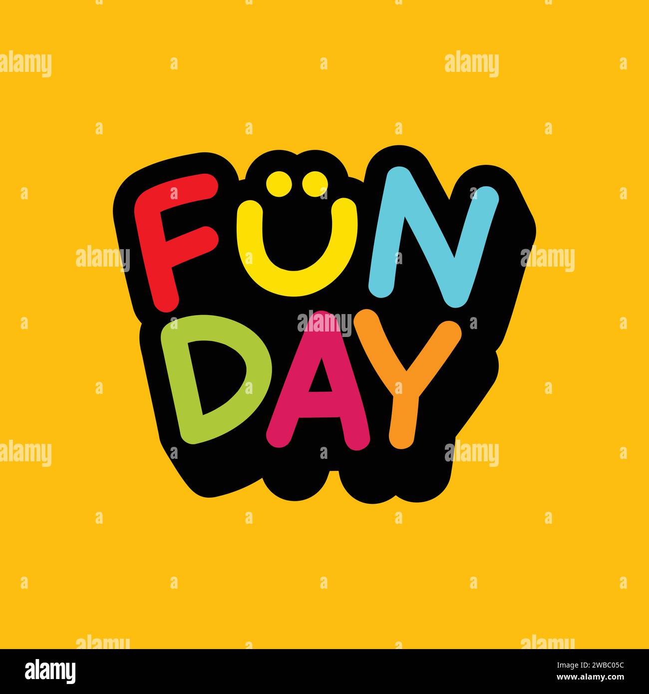 Illustration vectorielle de typographie pour enfants de jour amusant pour le concept de conception de t-shirt. Logo de la zone enfants. Autocollant motif t-shirt enfant. Illustration de Vecteur