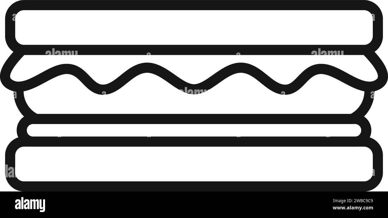Vecteur de contour d'icône sandwich fait maison. Restauration rapide. Emporter le déjeuner Illustration de Vecteur