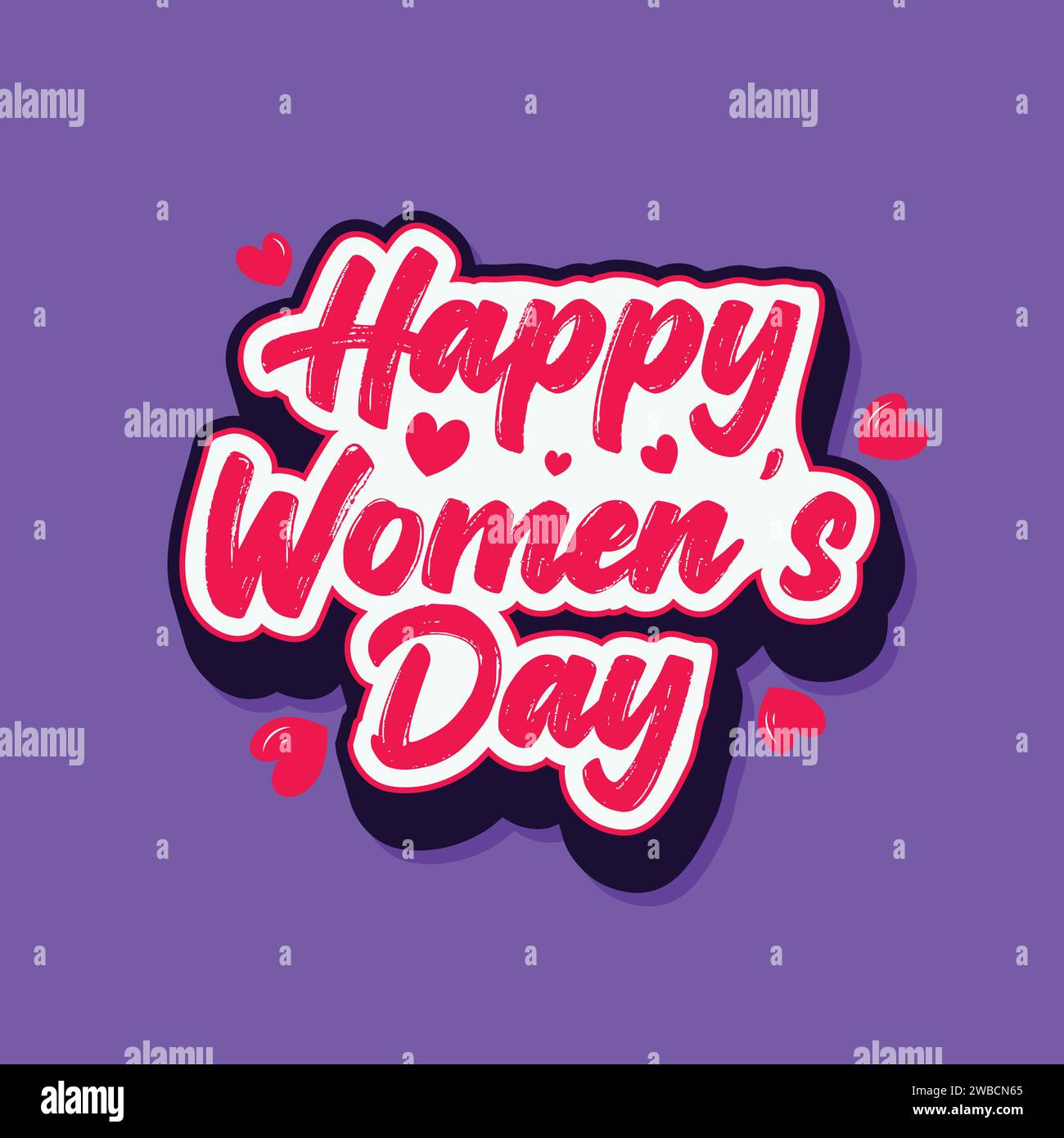 Conception d'autocollants typographiques vectoriels Happy Women's Day. Lettrage de style dessiné à la main de la Journée internationale de la femme le 8 mars bannière, affiche, carte postale, bâton Illustration de Vecteur