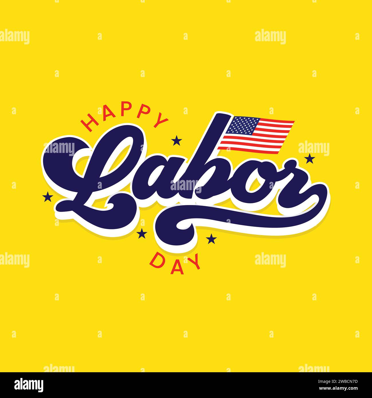 Illustration de typographie vectorielle Happy Labor Day avec design de drapeau américain. Bannière de fête du travail joyeuse, affiche. Couleurs du drapeau national des États-Unis Illustration de Vecteur