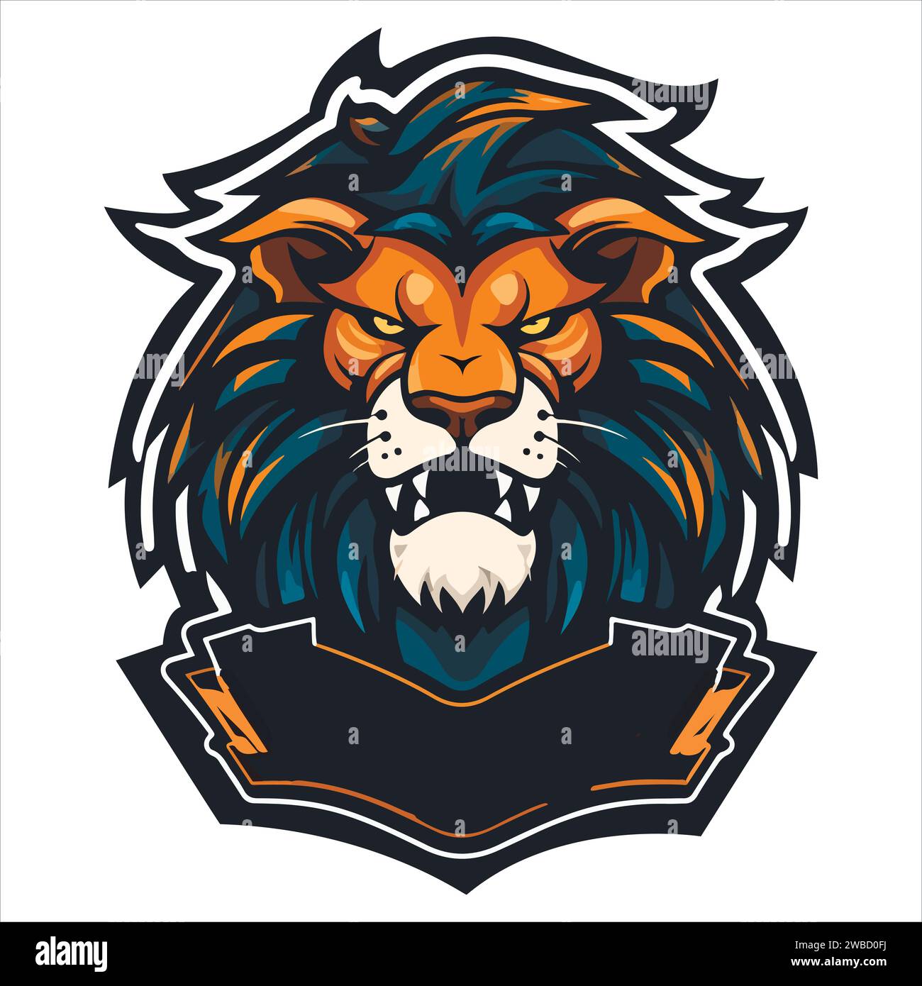 Modèle de conception vectorielle de la mascotte de Lion Head Cool logo. Illustration de Vecteur