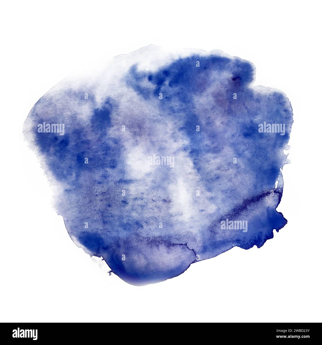 Aquarelle abstraite illustration de splash bleu isolé sur fond blanc. Vacances dessinées à la main texture de nuit, nuages, eau, mer. Texture satinée de s Banque D'Images