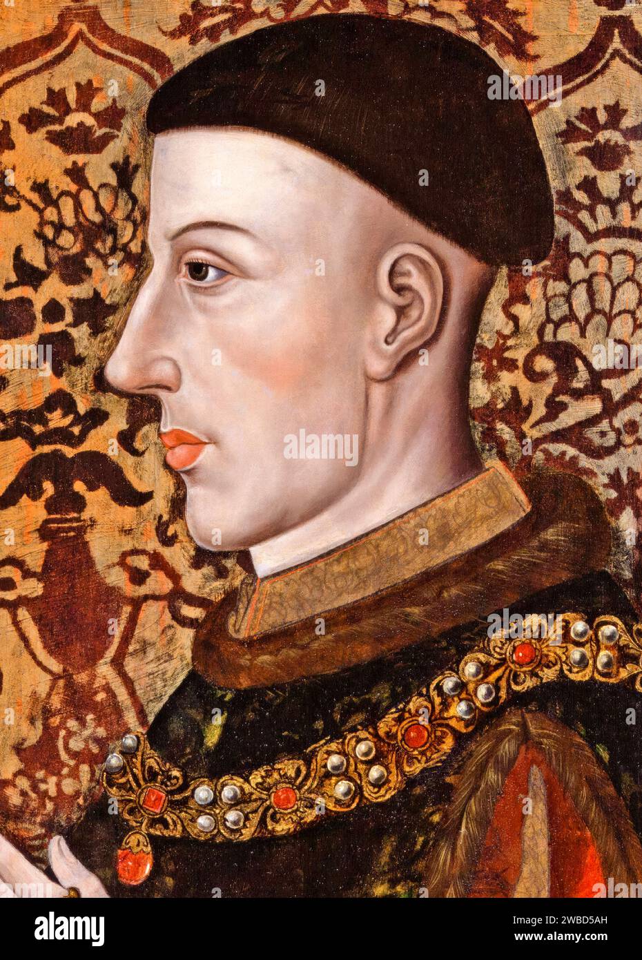 Roi Henri V d'Angleterre (1386-1422), roi d'Angleterre (1413-1422), portrait à l'huile sur panneau par un artiste inconnu, 1575-1625 Banque D'Images