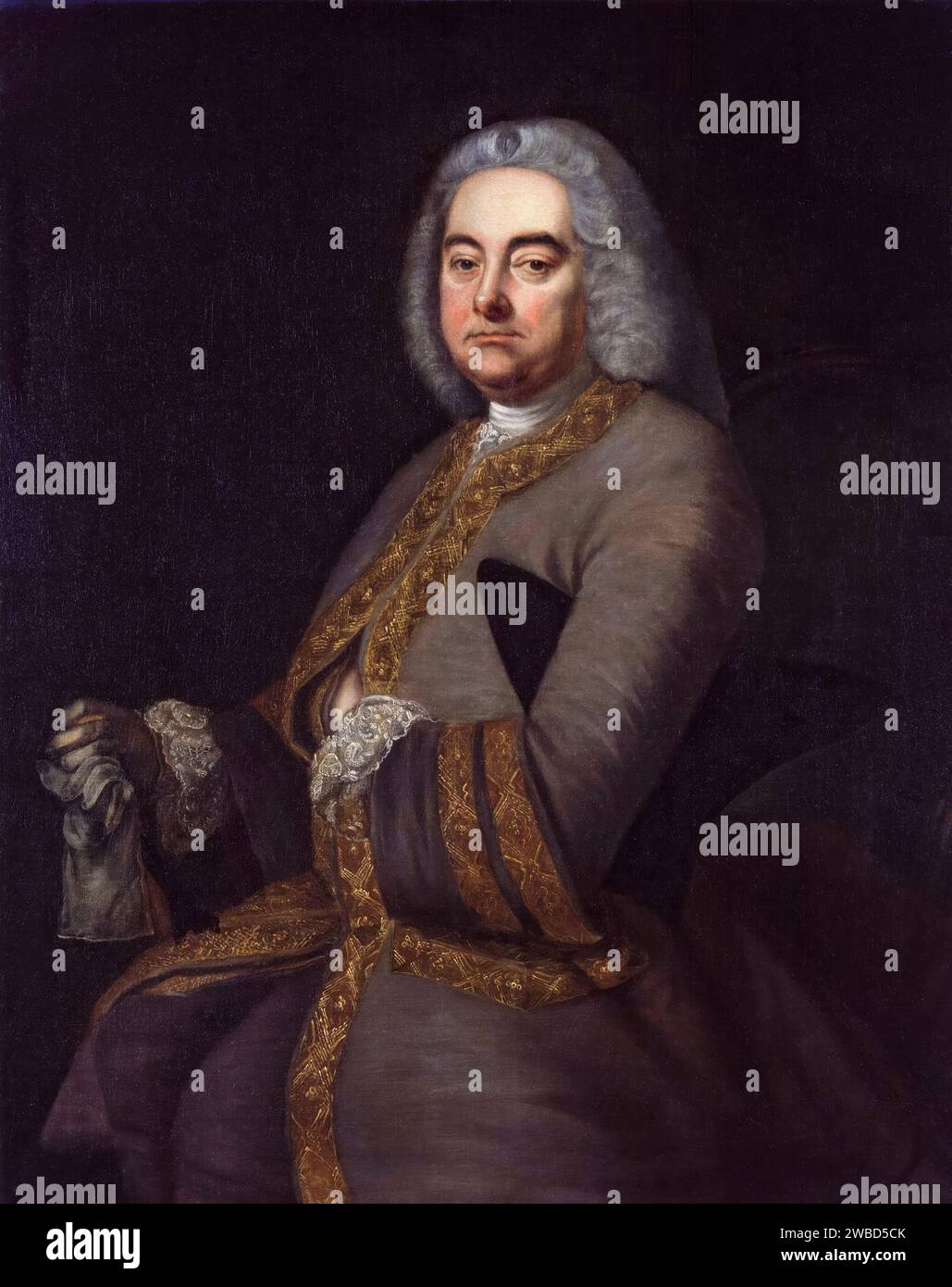 George Frideric Handel (1685-1759), compositeur baroque germano-britannique, portrait à l'huile sur toile d'après Thomas Hudson, 1756-1800 Banque D'Images