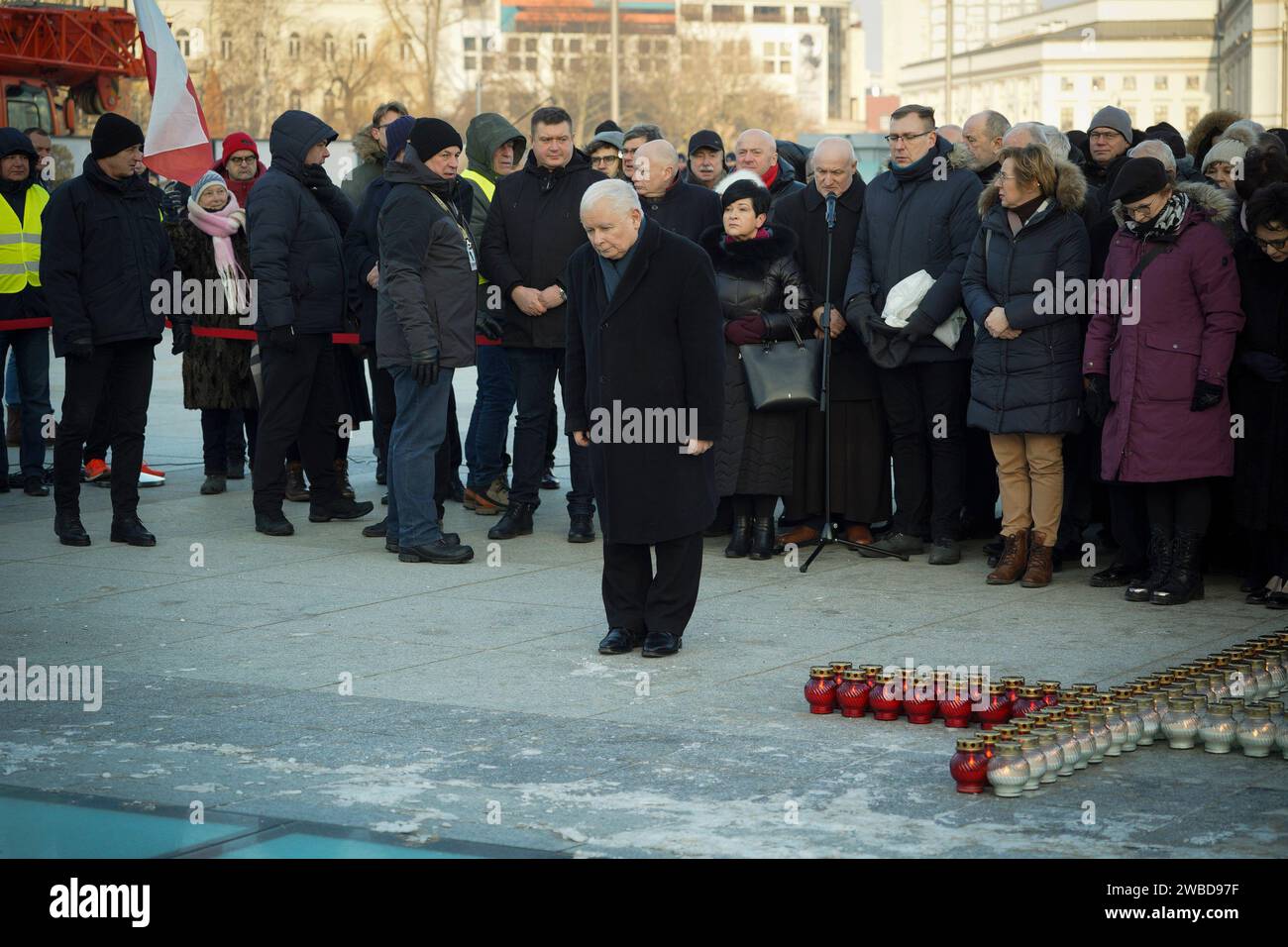 Varsovie, Pologne. 10 janvier 2024. Jaroslaw Kaczynski est vu lors de la cérémonie de commémoration de Smolensk à Varsovie, en Pologne, le 10 janvier 2024. (Photo Jaap Arriens/Sipa USA) crédit : SIPA USA/Alamy Live News Banque D'Images