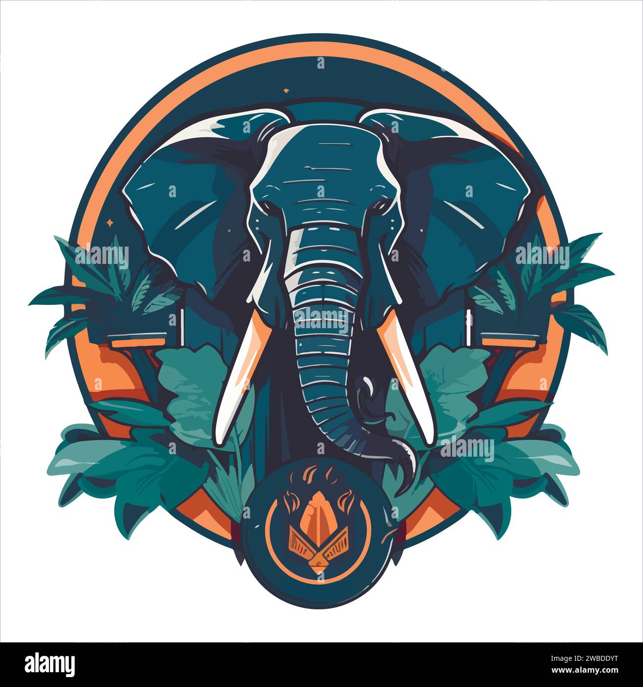 vecteur de conception de logo de mascotte d'éléphant avec style de concept d'illustration moderne pour l'impression de badge, d'emblème et de tshirt. illustration d'éléphant en colère avec des pieds Illustration de Vecteur