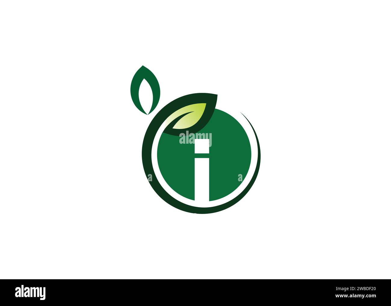 Lettre I modèle de vecteur de conception de logo de feuille verte. Lettre I logo vectoriel nature Growth Leaf Illustration de Vecteur