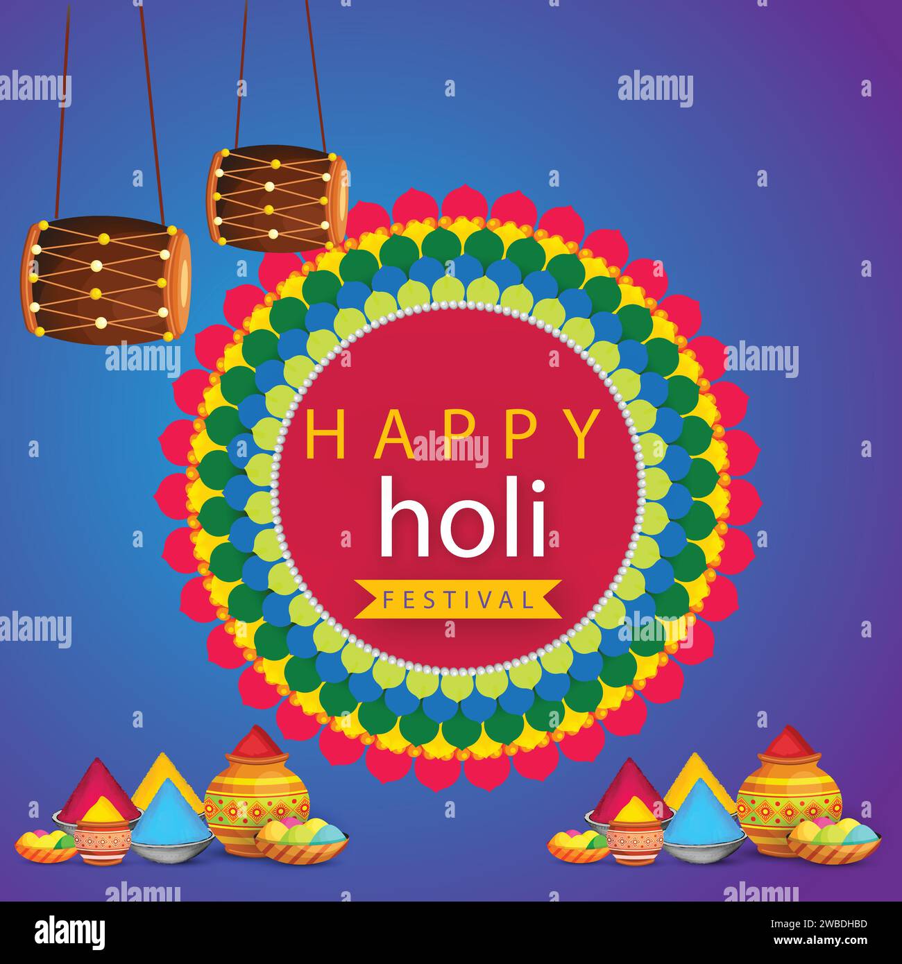 vector happy holi salutations indian hindouism festival fond des médias sociaux Illustration de Vecteur