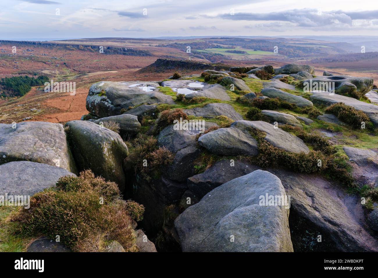 Higger Tor, parc national de Peak District, South Yorkshire, Angleterre Banque D'Images