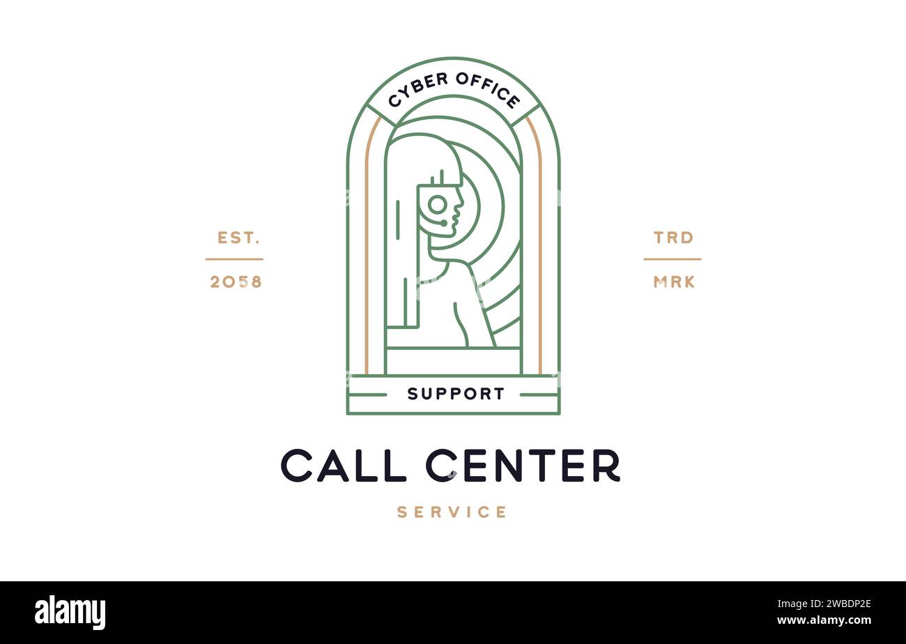 Étiquette de réception du centre d'appels. Modèle minimaliste de logo d ...