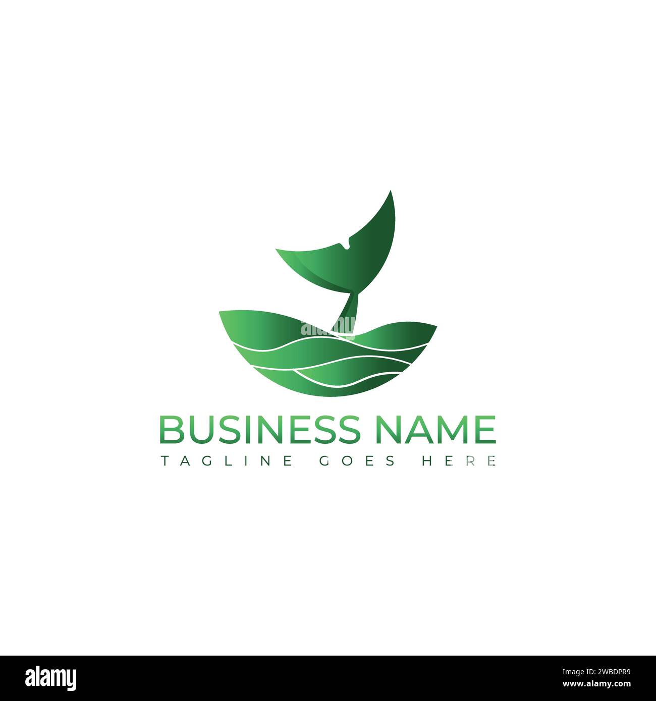 Vecteur d'illustration de modèle de logo de queue de baleine coloré dégradé. Conception vectorielle de logo d'illustration de queue de baleine verte Illustration de Vecteur
