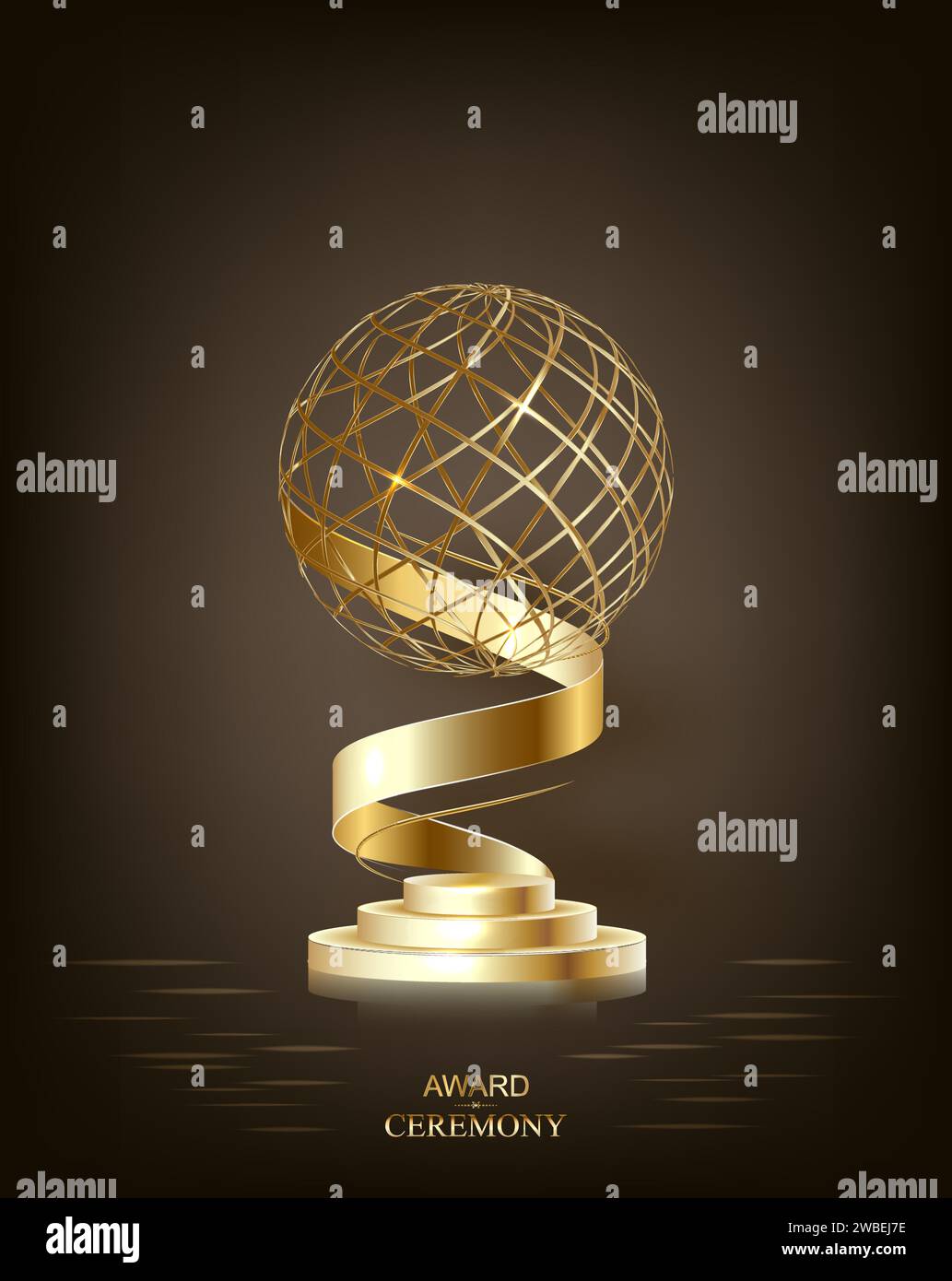 Trophée d'or, prix de la coupe d'or. 3d gagnant de la première place, récompense de champion, prix de sport, victoire et succès d'affaires, leadership et symbole d'accomplissement Illustration de Vecteur