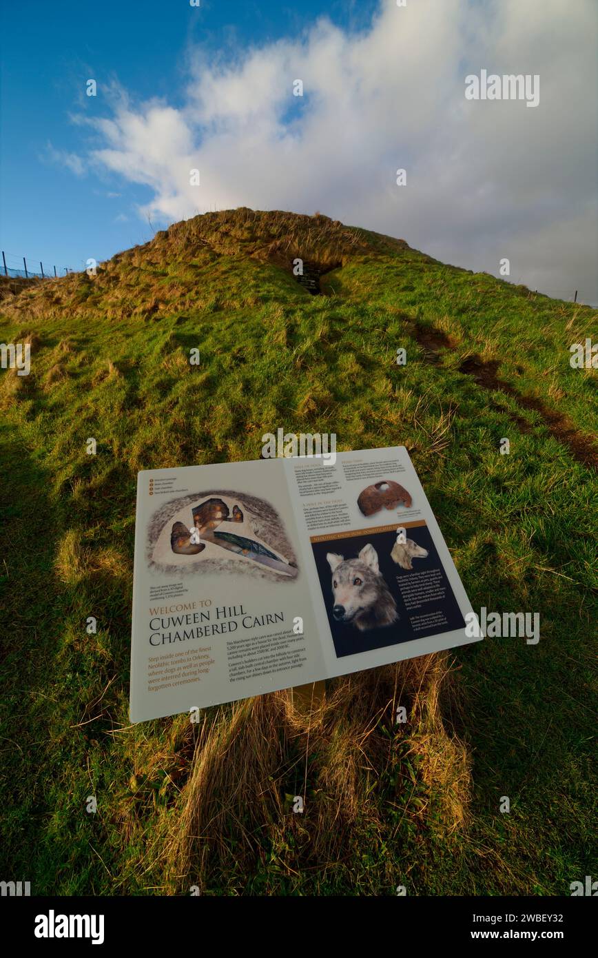 Cairn néolithique de Cuween Hill, îles Orcades Banque D'Images