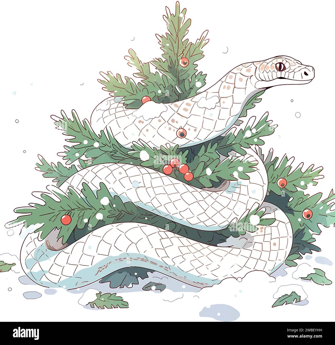 Illustration de serpent de Noël sur blanc Illustration de Vecteur