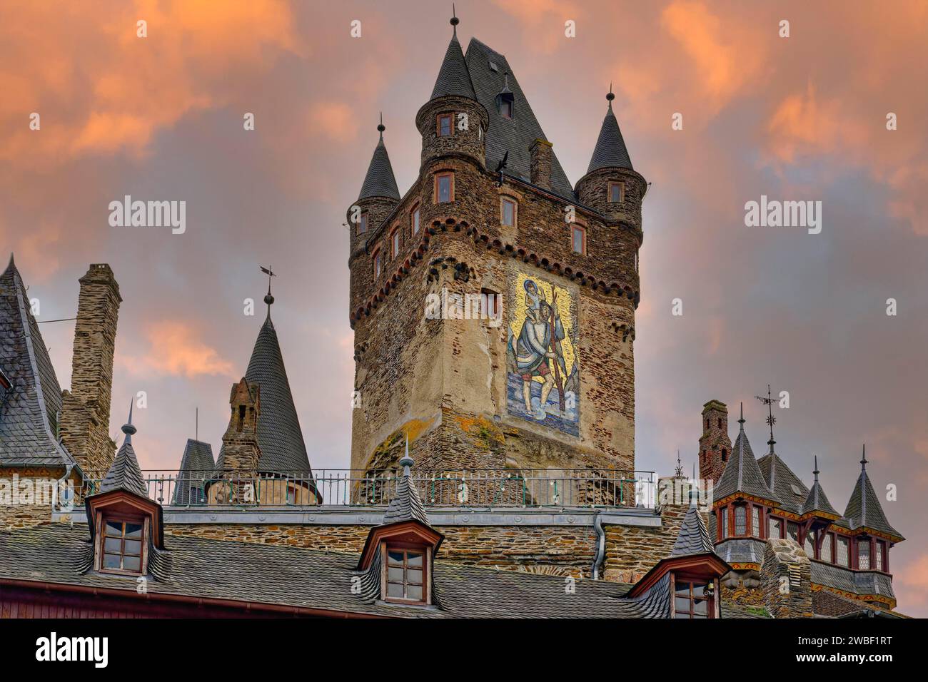 Ancien château impérial, donjon, Cochem, Rhénanie-Palatinat, Allemagne Banque D'Images